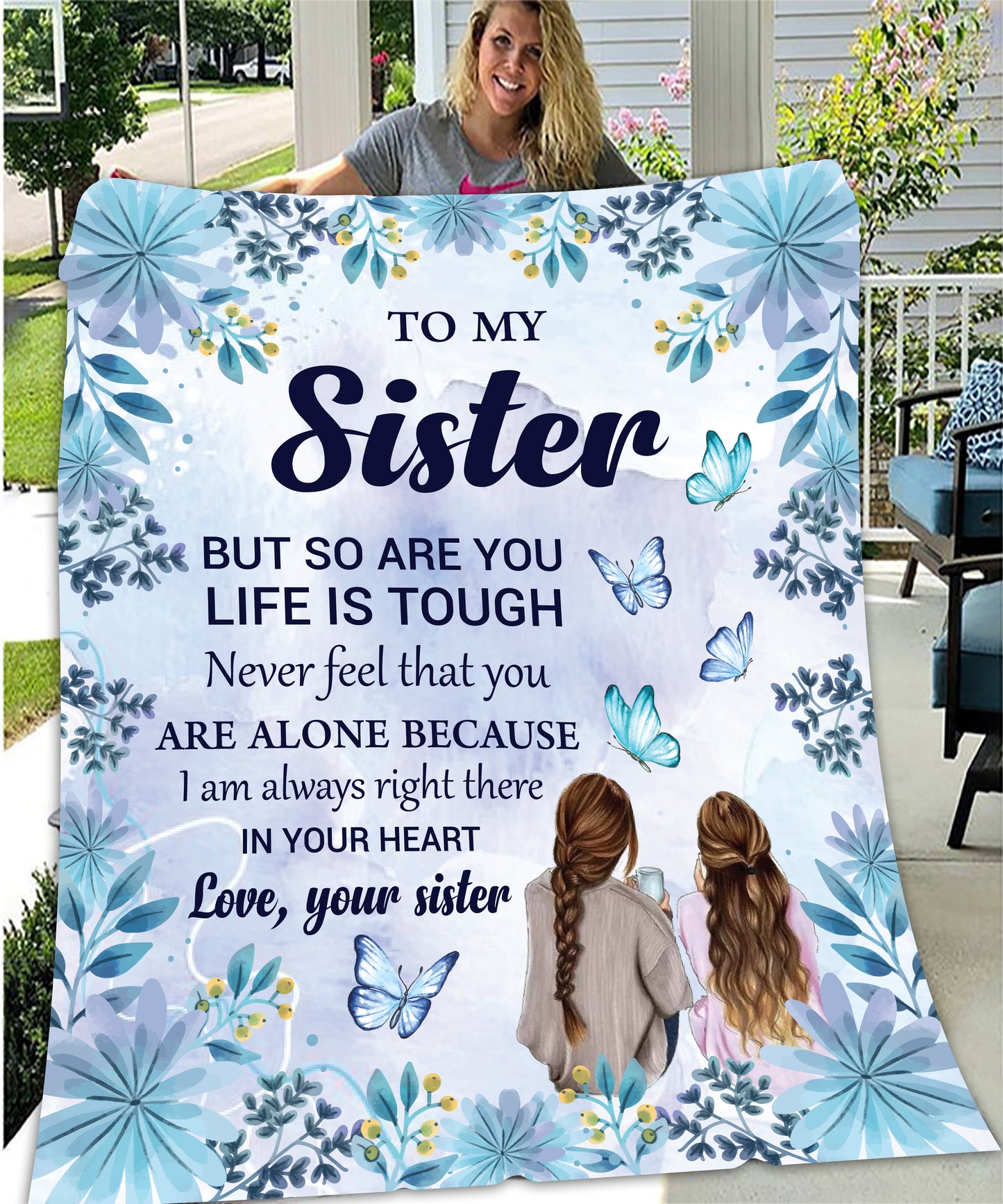 "To My Sister" Mink Sherpa Blanket 50x60 FREE SHIPPING