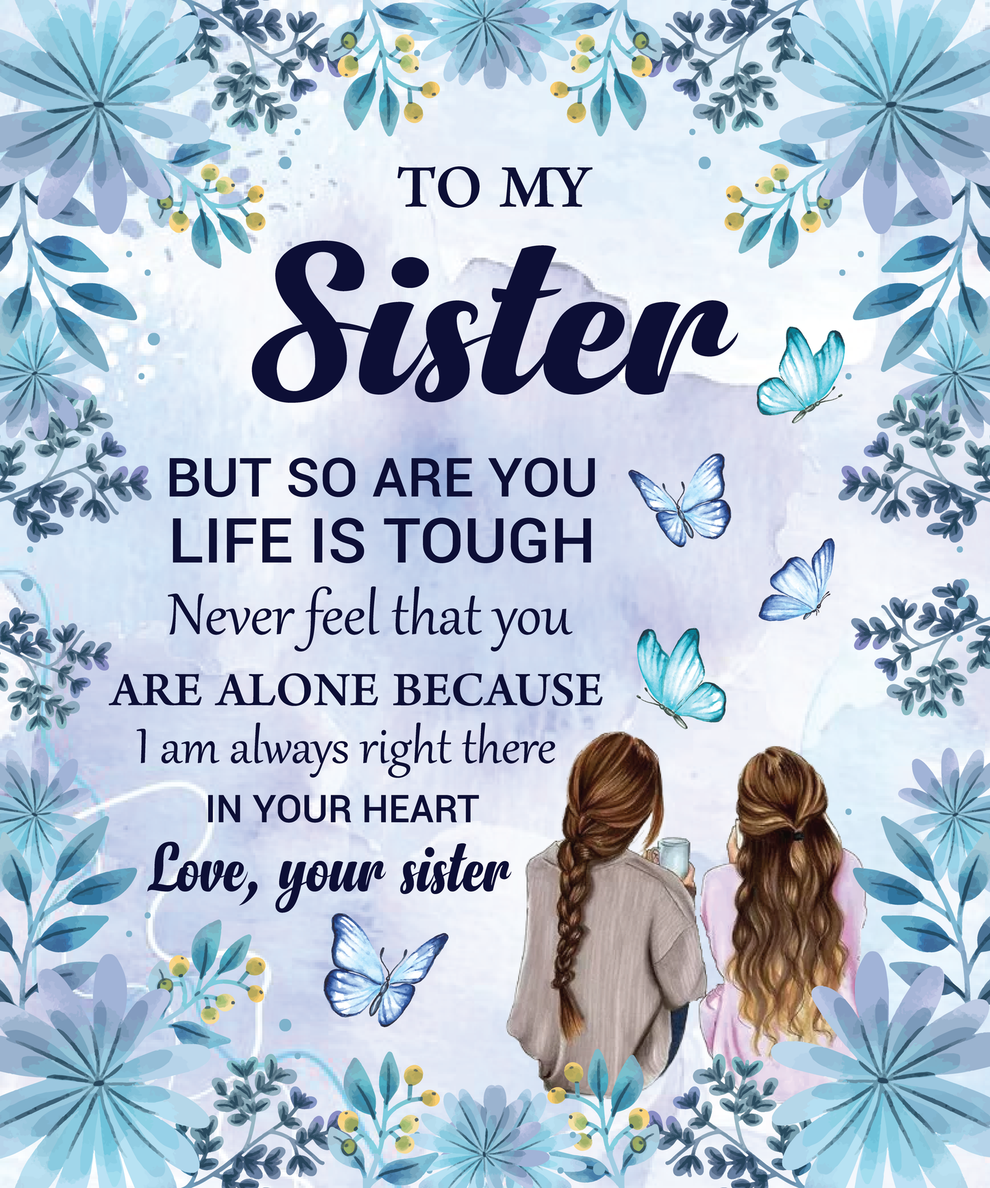 "To My Sister" Mink Sherpa Blanket 50x60 FREE SHIPPING