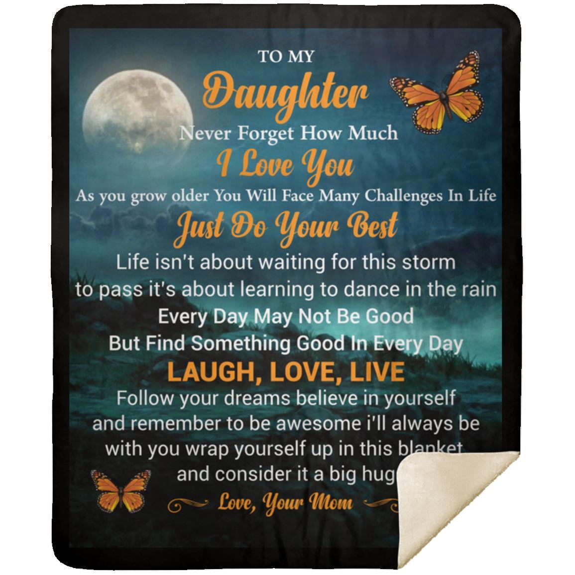 "To My Daughter" Butterfly Sherpa Blanket 50 X 60
