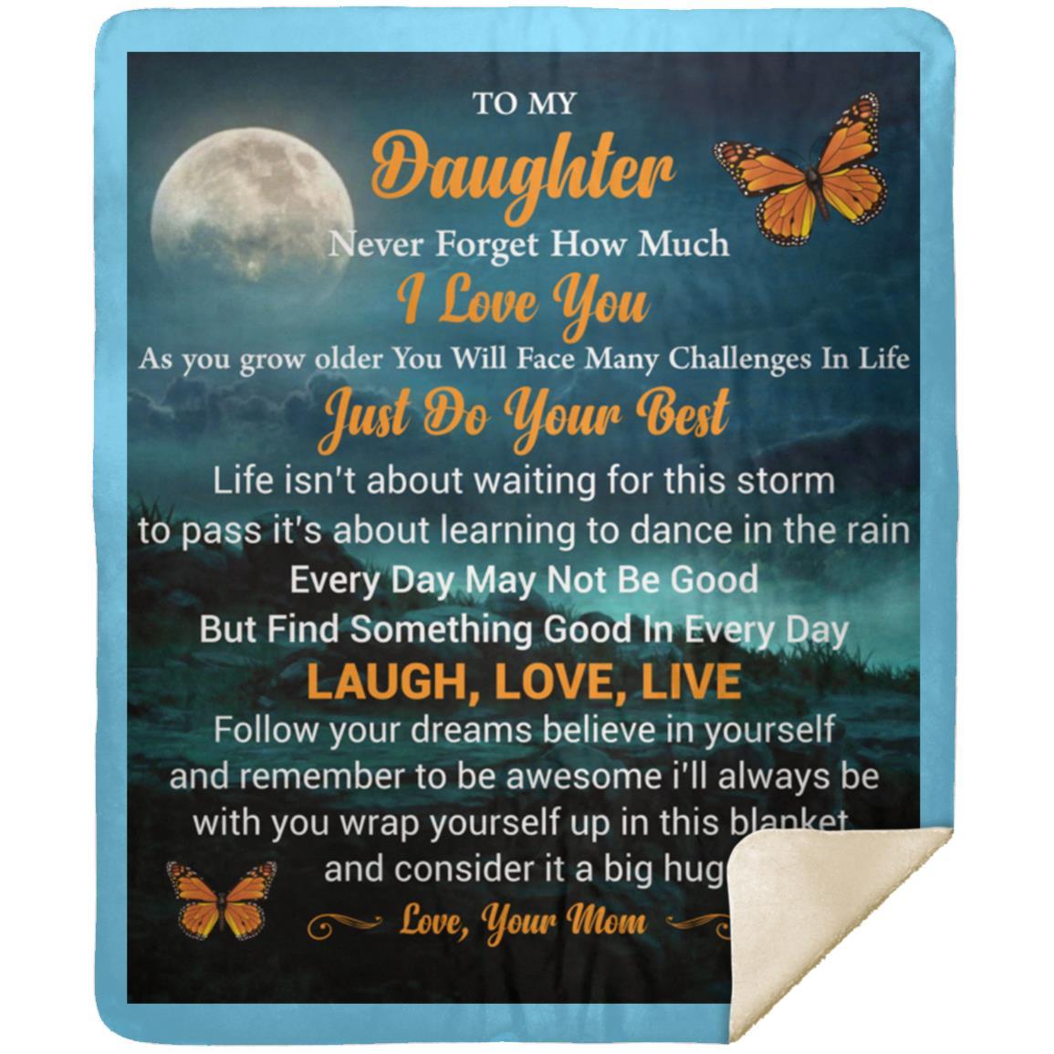 "To My Daughter" Butterfly Sherpa Blanket 50 X 60