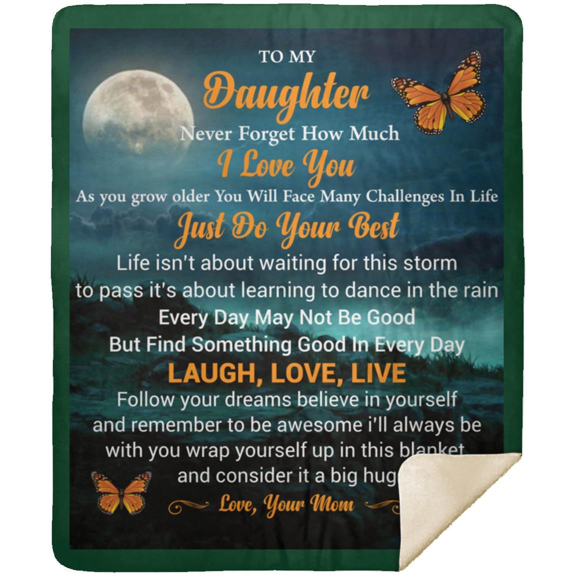 "To My Daughter" Butterfly Sherpa Blanket 50 X 60