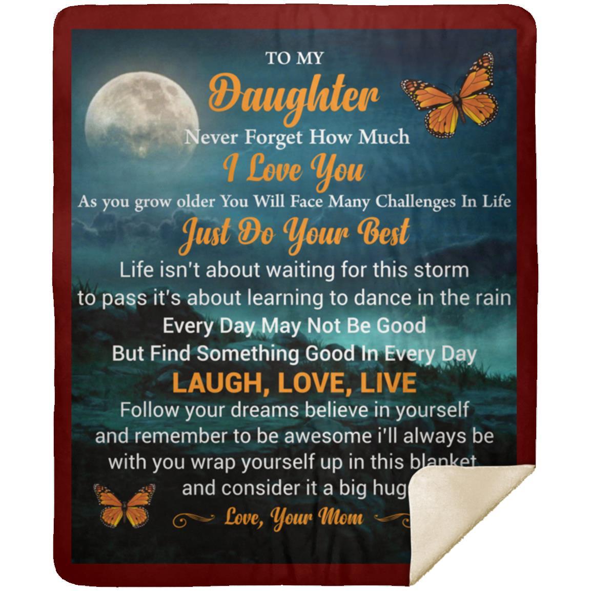 "To My Daughter" Butterfly Sherpa Blanket 50 X 60