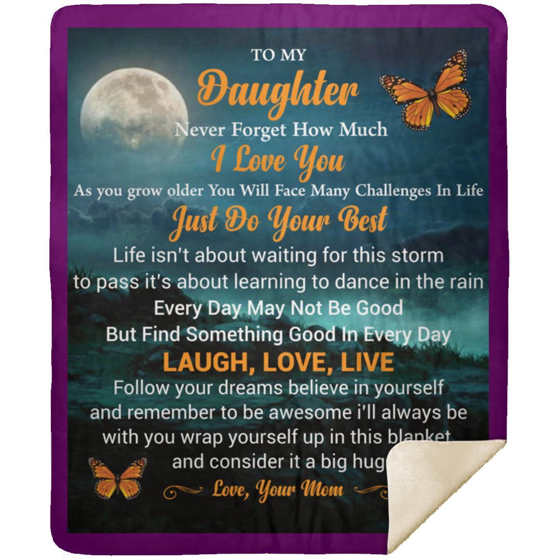 "To My Daughter" Butterfly Sherpa Blanket 50 X 60