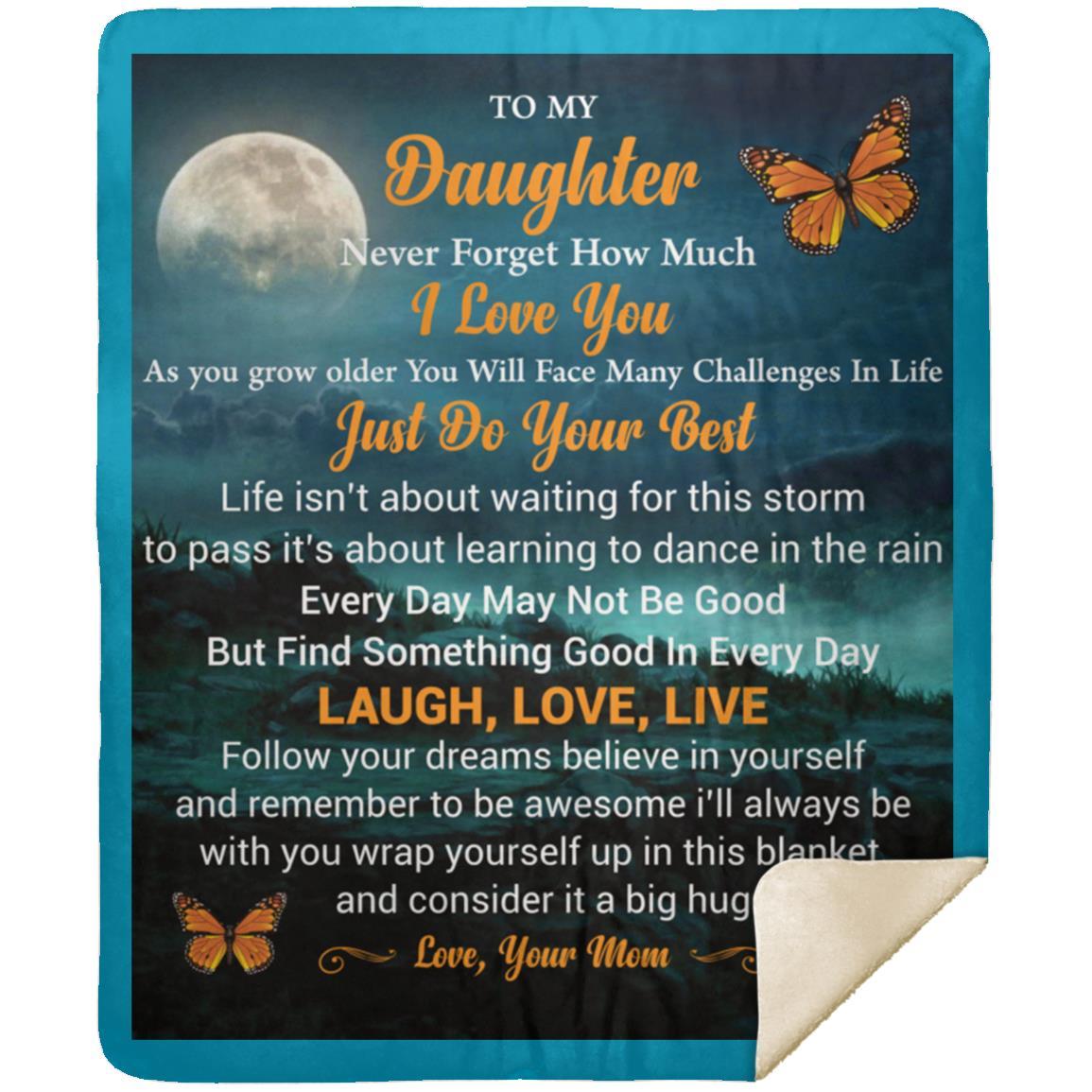"To My Daughter" Butterfly Sherpa Blanket 50 X 60