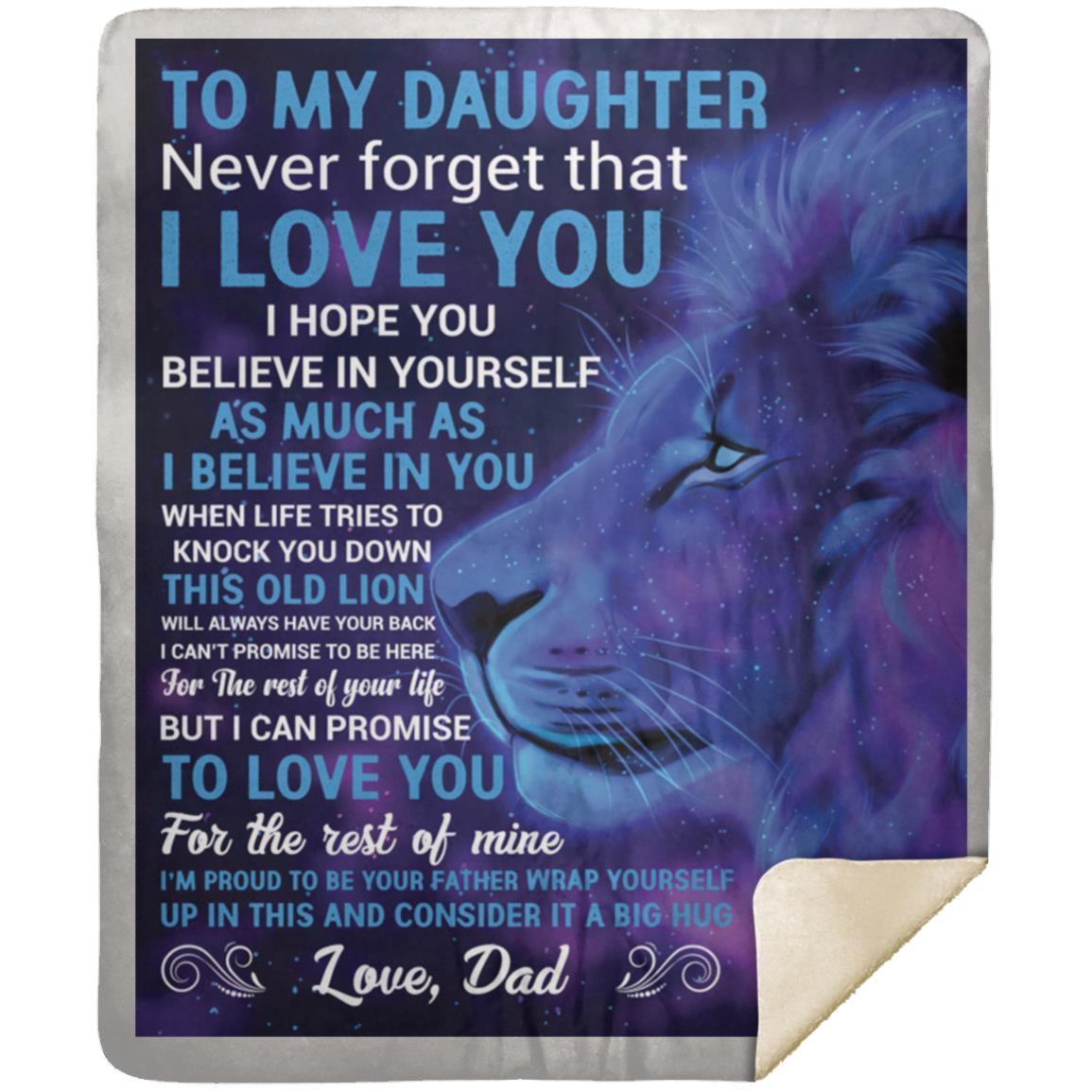"To My Daughter" Blue Lion Sherpa Blanket 50 X 60