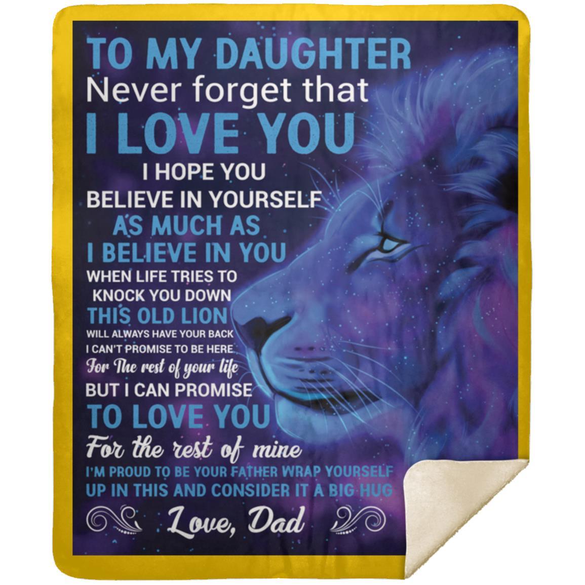 "To My Daughter" Blue Lion Sherpa Blanket 50 X 60