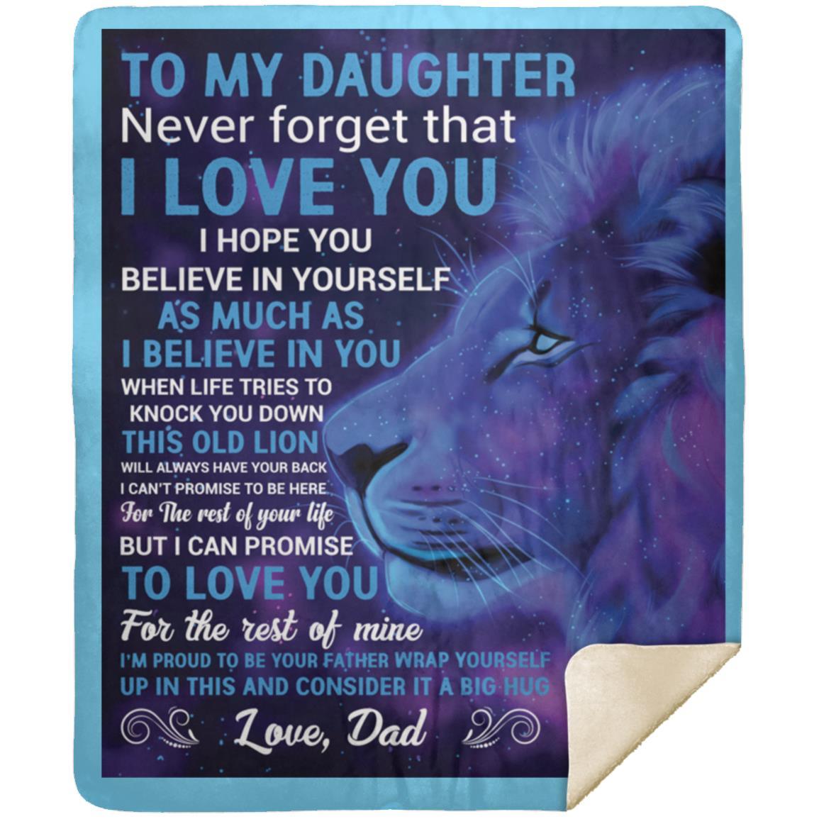 "To My Daughter" Blue Lion Sherpa Blanket 50 X 60