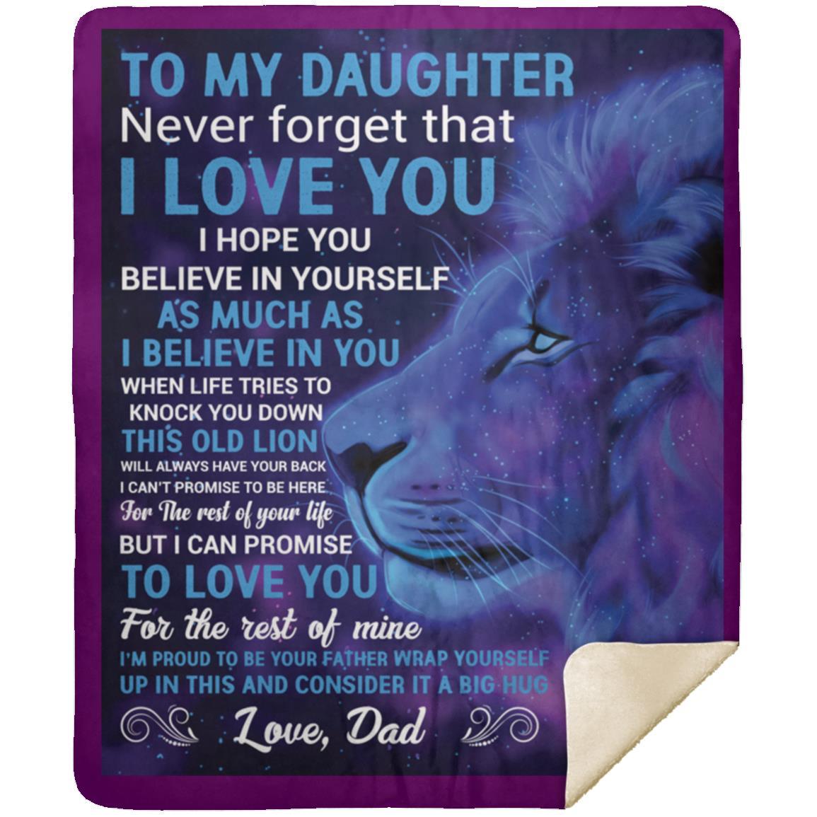 "To My Daughter" Blue Lion Sherpa Blanket 50 X 60