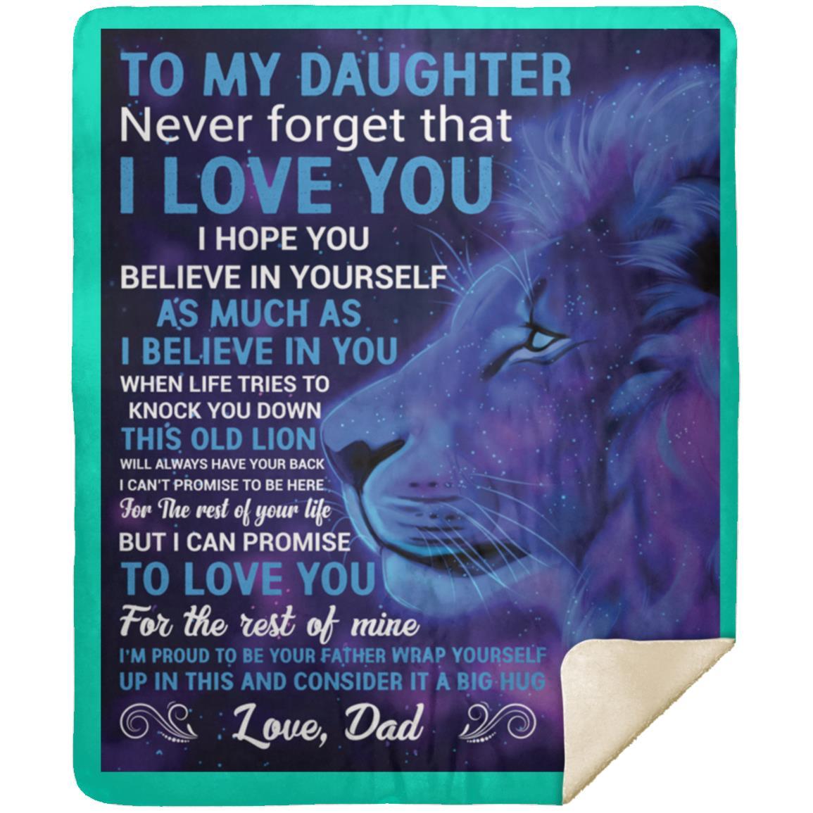 "To My Daughter" Blue Lion Sherpa Blanket 50 X 60