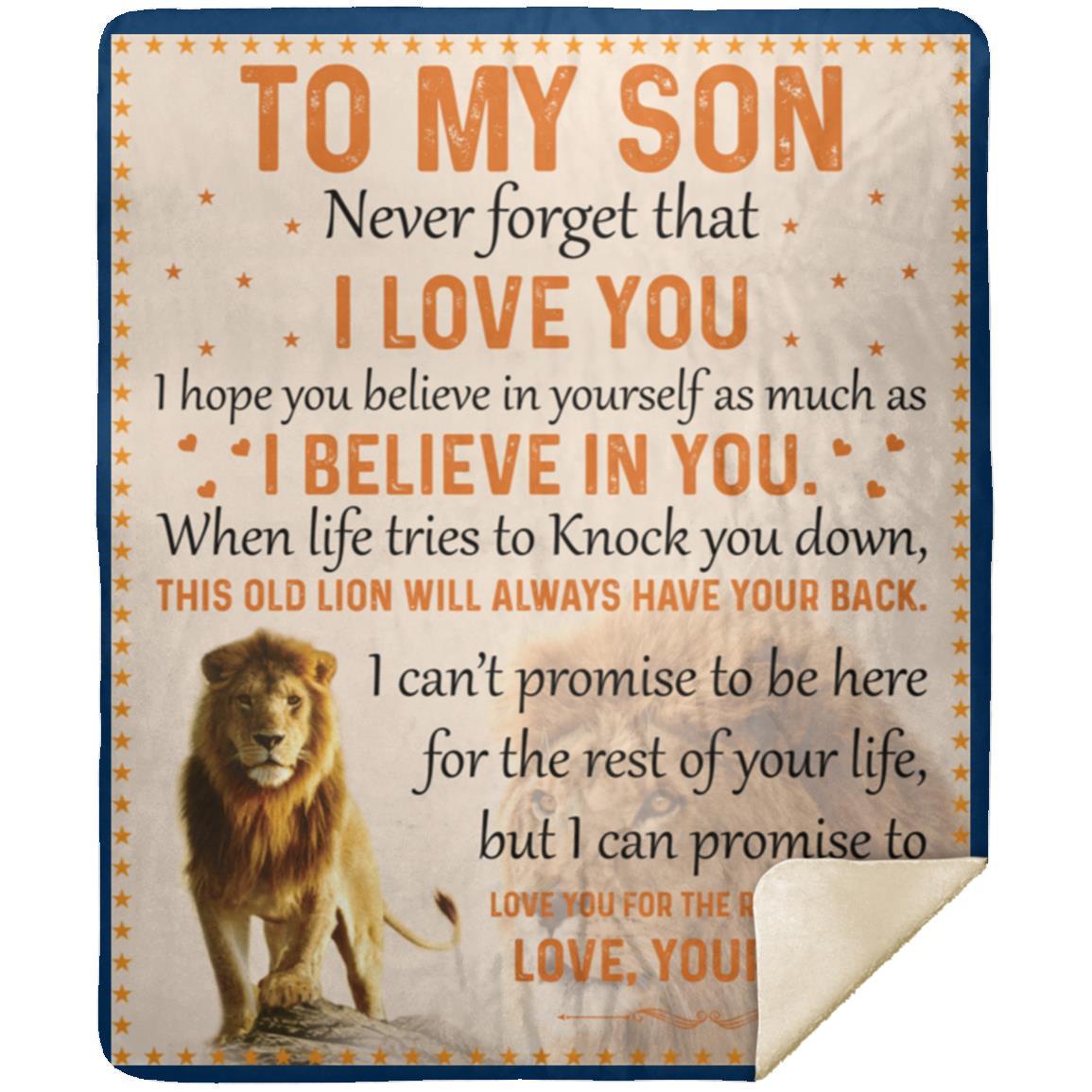 "To My Son- Lion" Sherpa Blanket 50 X 60