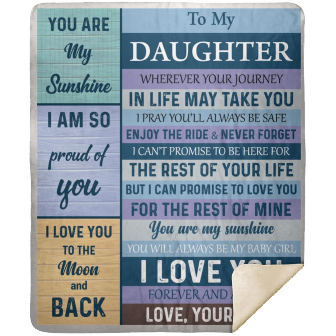 "To My Daughter" BLUE Mink Sherpa Blanket 50x60