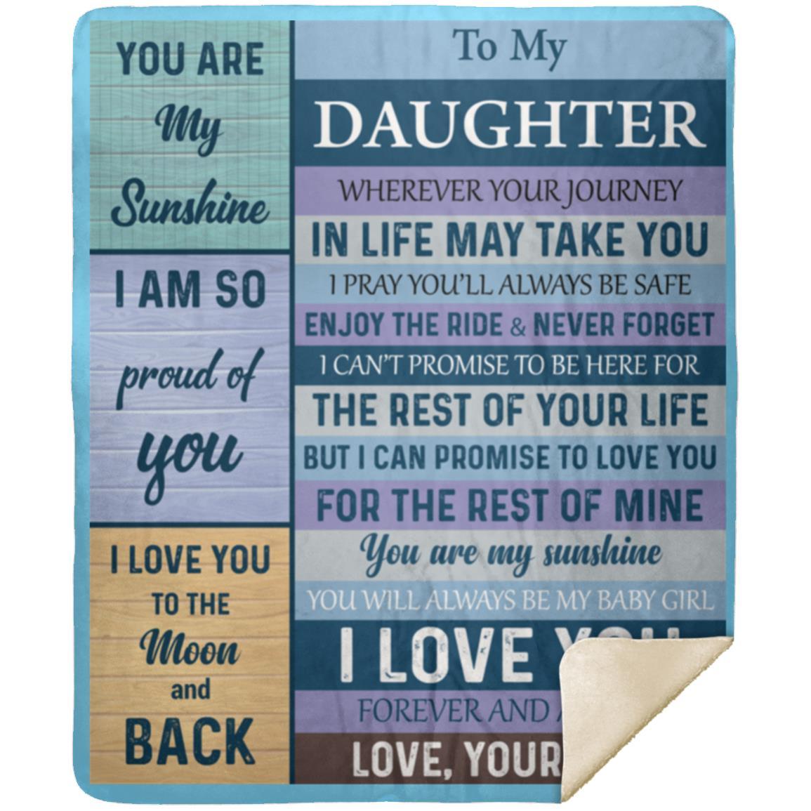 "To My Daughter" BLUE Mink Sherpa Blanket 50x60
