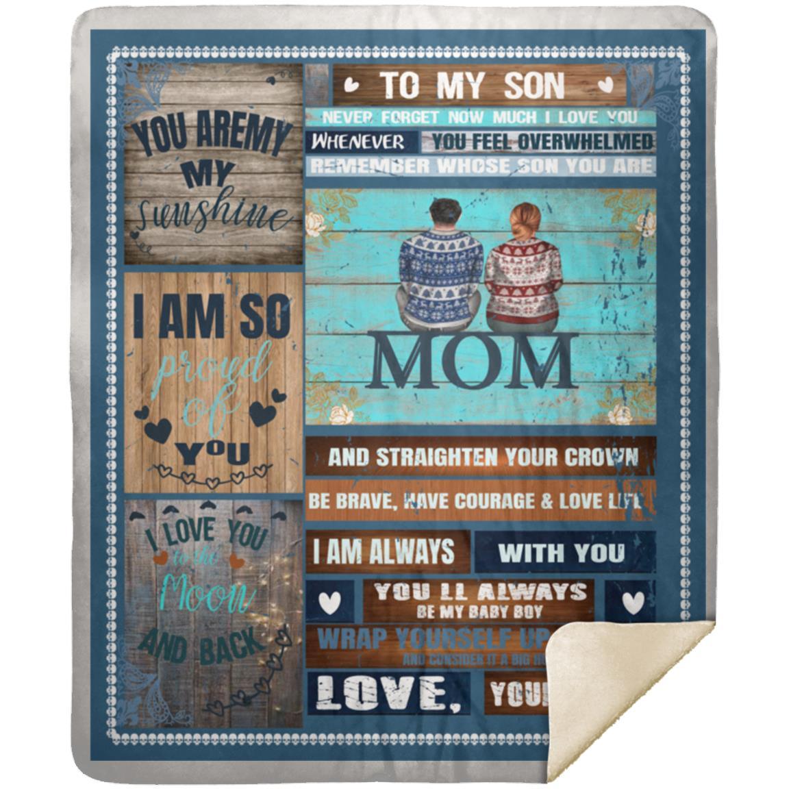 MomBlanket "To My Son"  Mink Sherpa Blanket 50x60