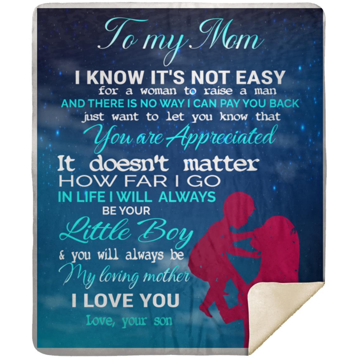 "To My Mom From Son" Mink Sherpa Blanket 50x60