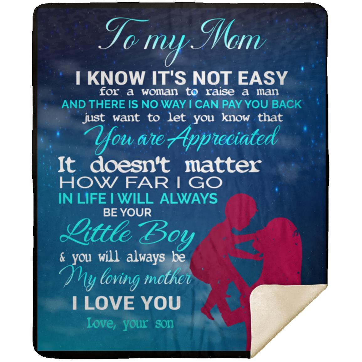"To My Mom From Son" Mink Sherpa Blanket 50x60