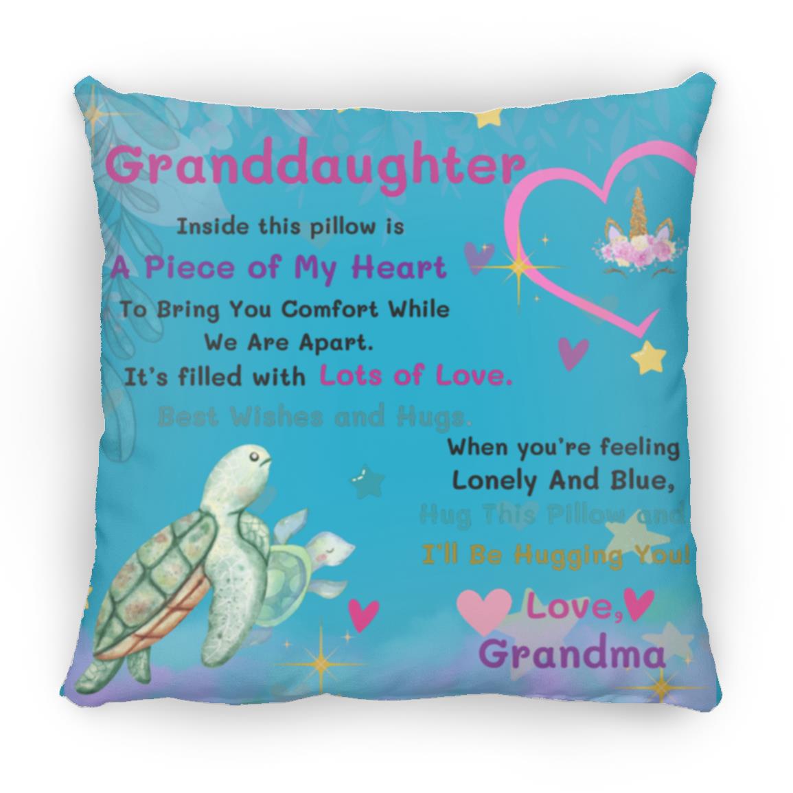 Granddaughter Unicorn Turtle Pillow-5 colors