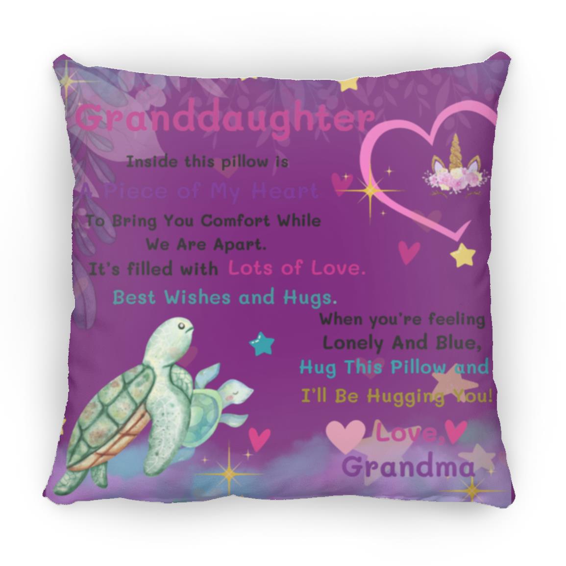 Granddaughter Unicorn Turtle Pillow-5 colors