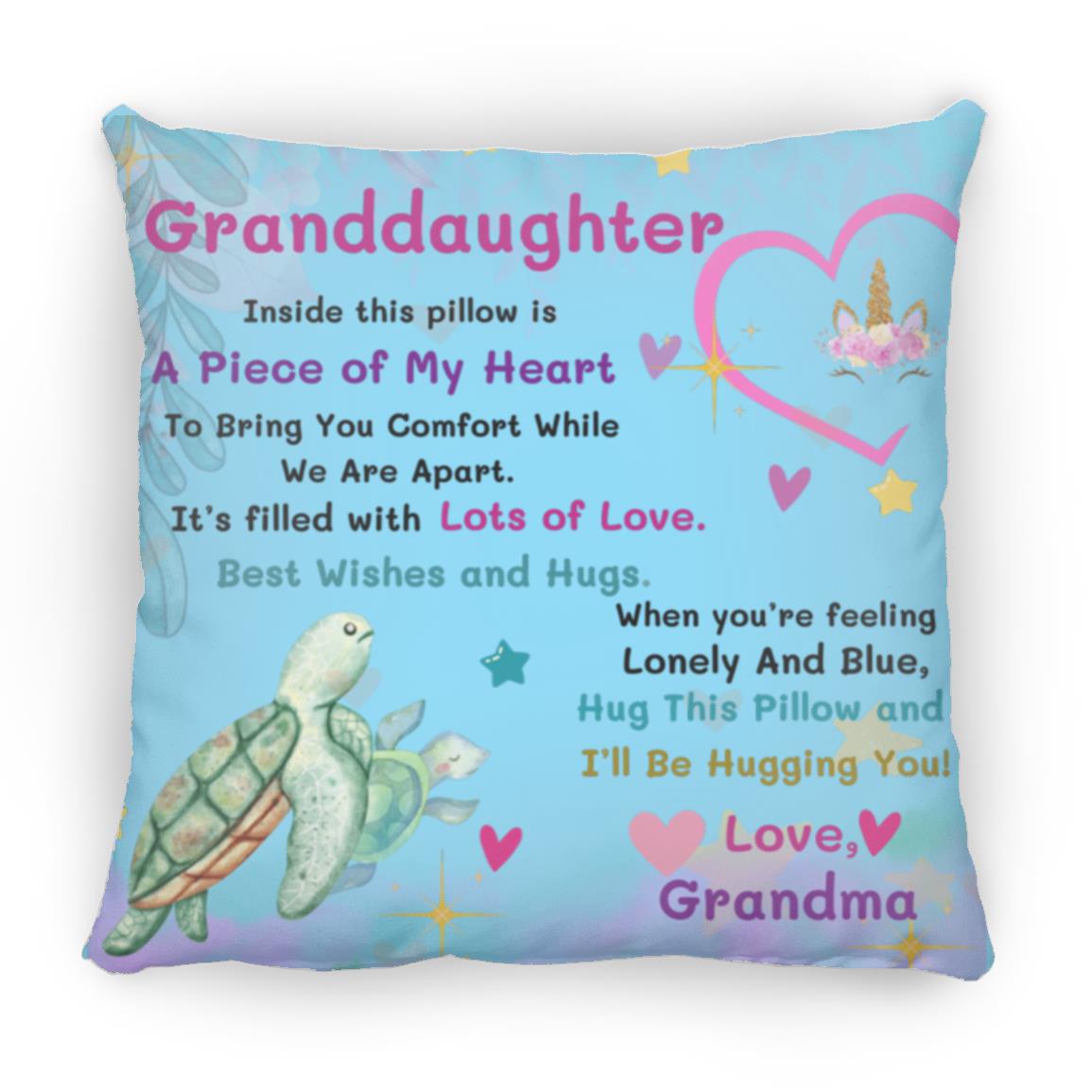 Granddaughter Unicorn Turtle Pillow-5 colors