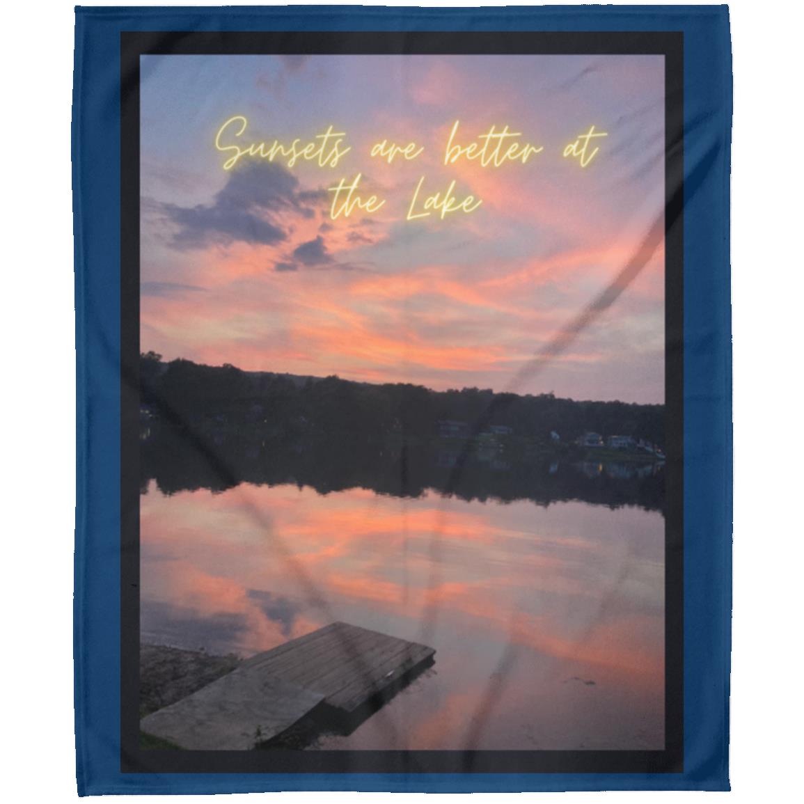 sunsets are better at the lake "Sunsets are better at the Lake" Arctic Fleece Blanket 50x60