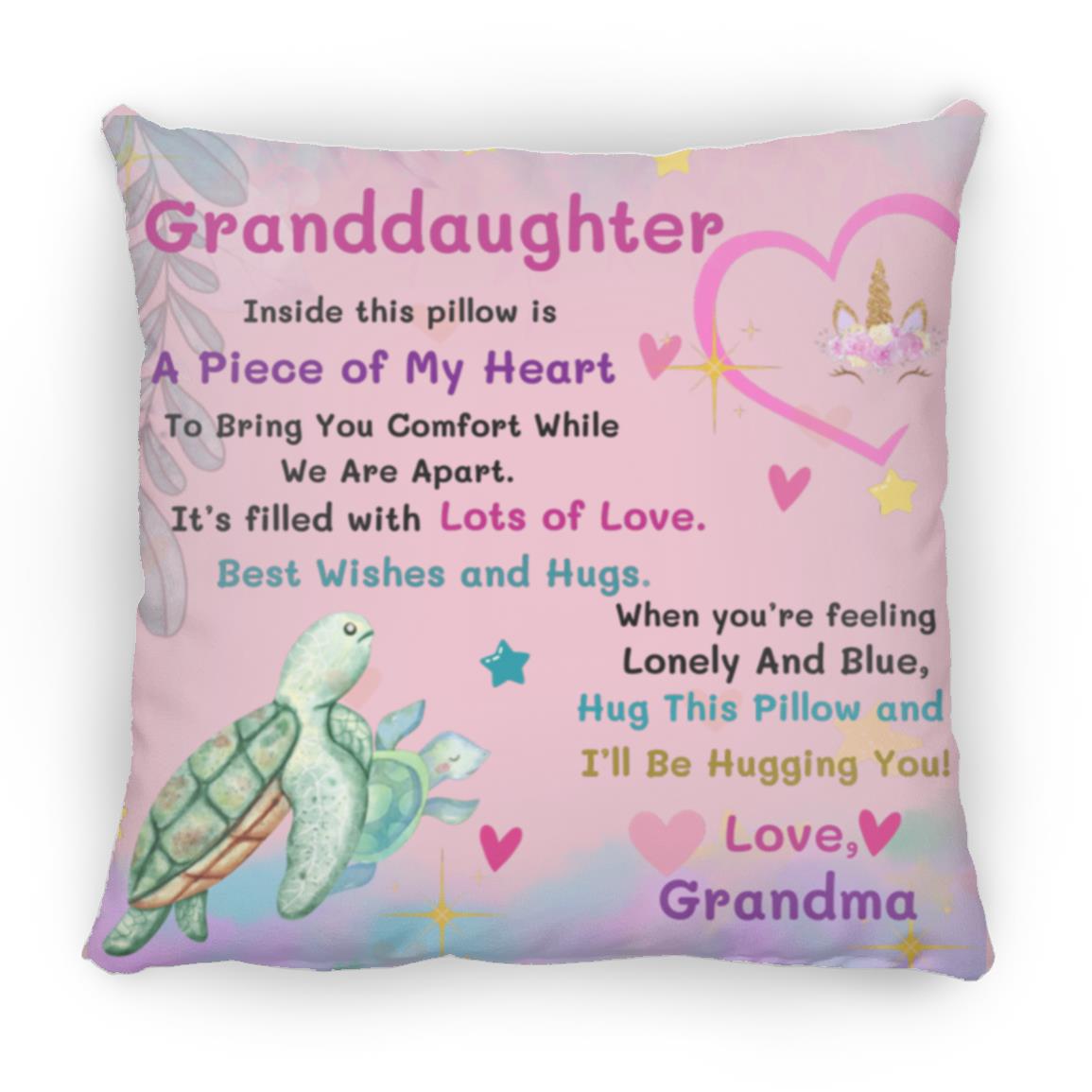 Granddaughter Unicorn Turtle Pillow-5 colors