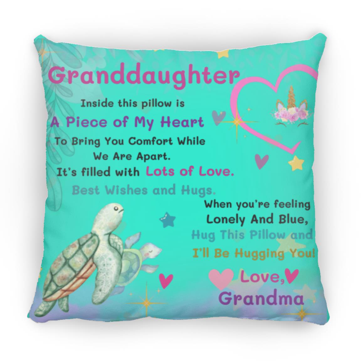 Granddaughter Unicorn Turtle Pillow-5 colors
