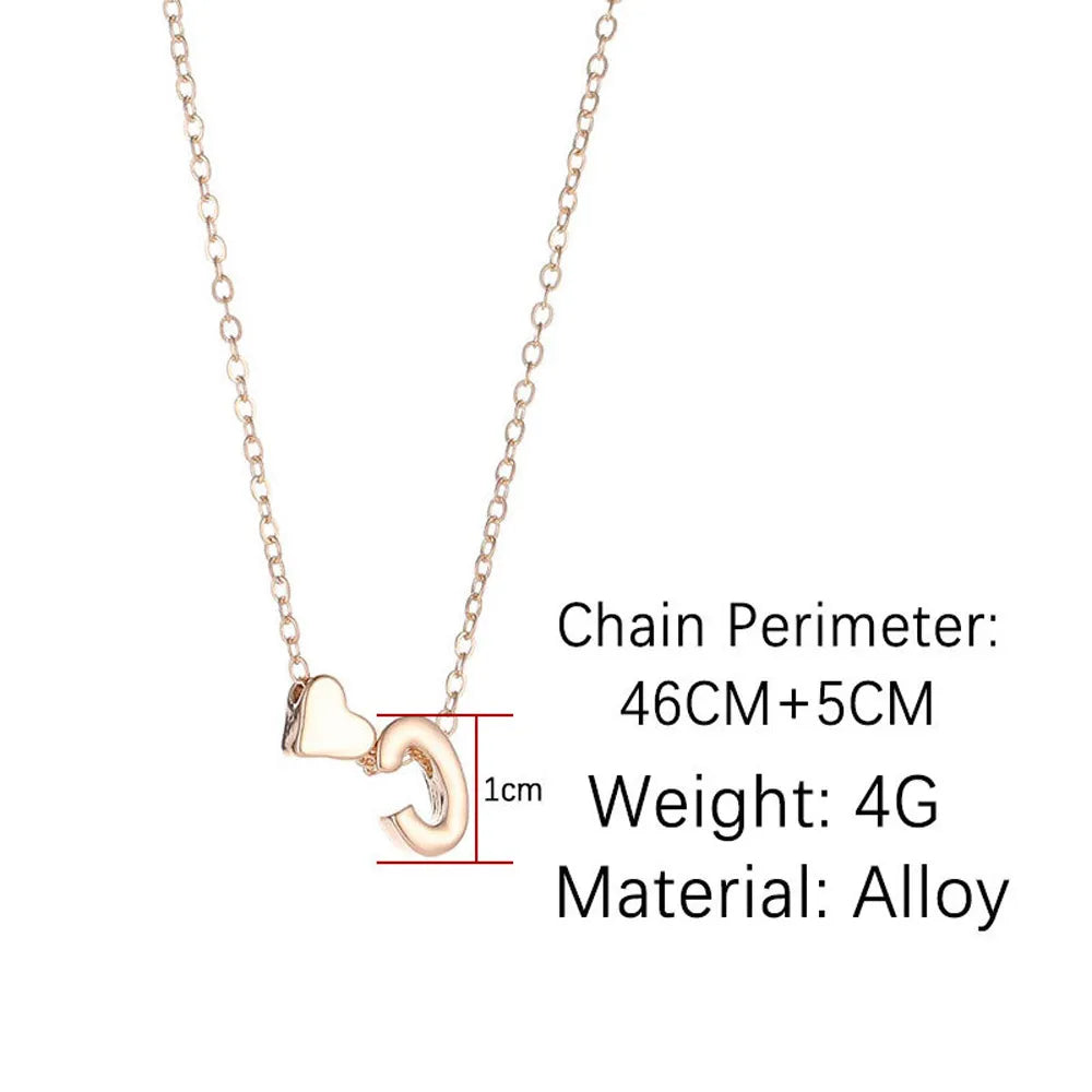 Tiny Heart Dainty Initial Necklace Gold Color Letter Name Choker Necklace For Women Pendant Jewelry Gift