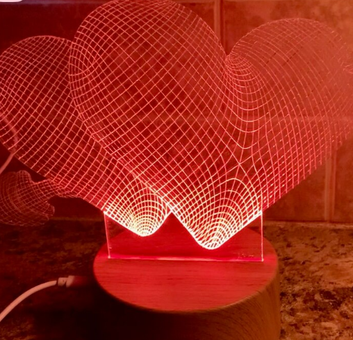 Heart Color Changing LED light with cord and base