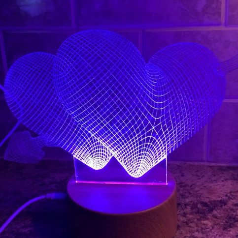 Heart Color Changing LED light with cord and base