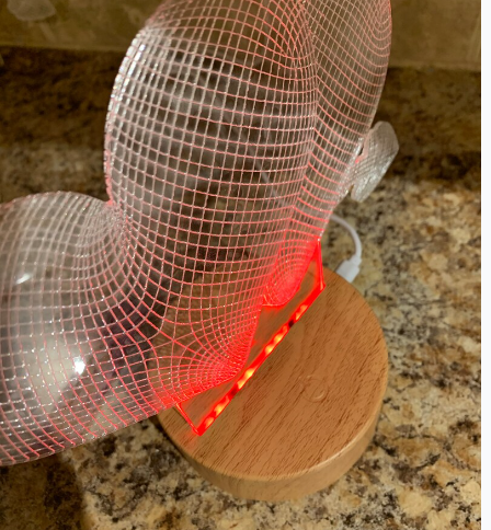 Heart Color Changing LED light with cord and base