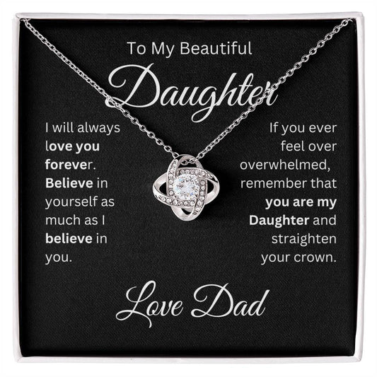 Necklace to Daughter From Dad -love knot