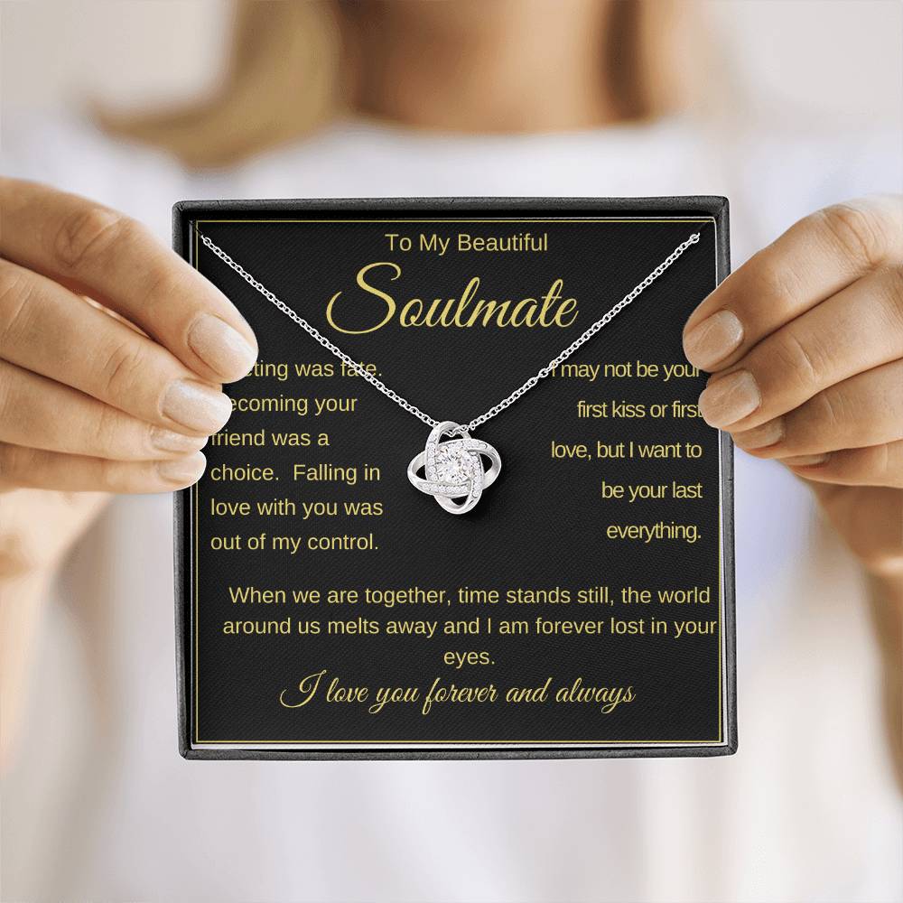 To My Beautiful Soulmate Love Knot Necklace- Gift for her.