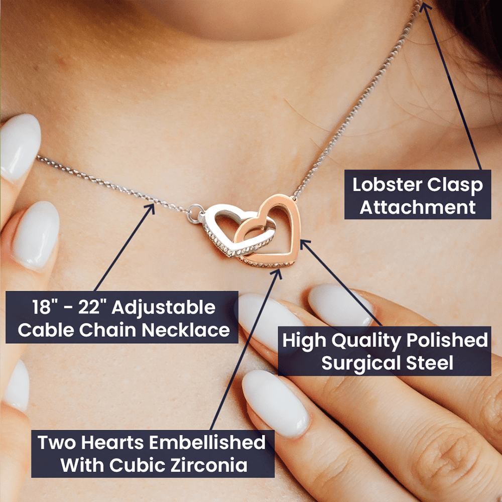 Gift for Granddaughter-Love Grandma = Double Hearts Necklace