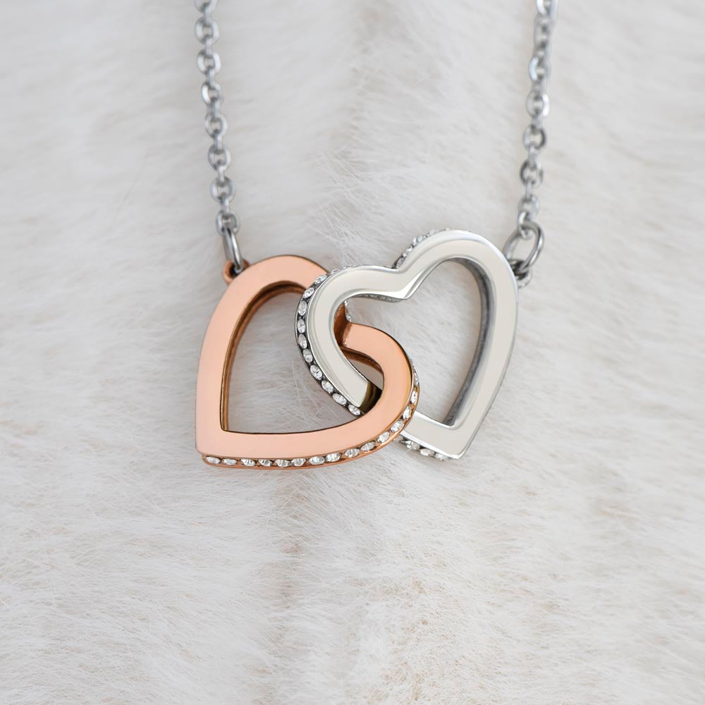 To My Daughter Necklace -Lion Card -Love Dad - Interlocking Hearts