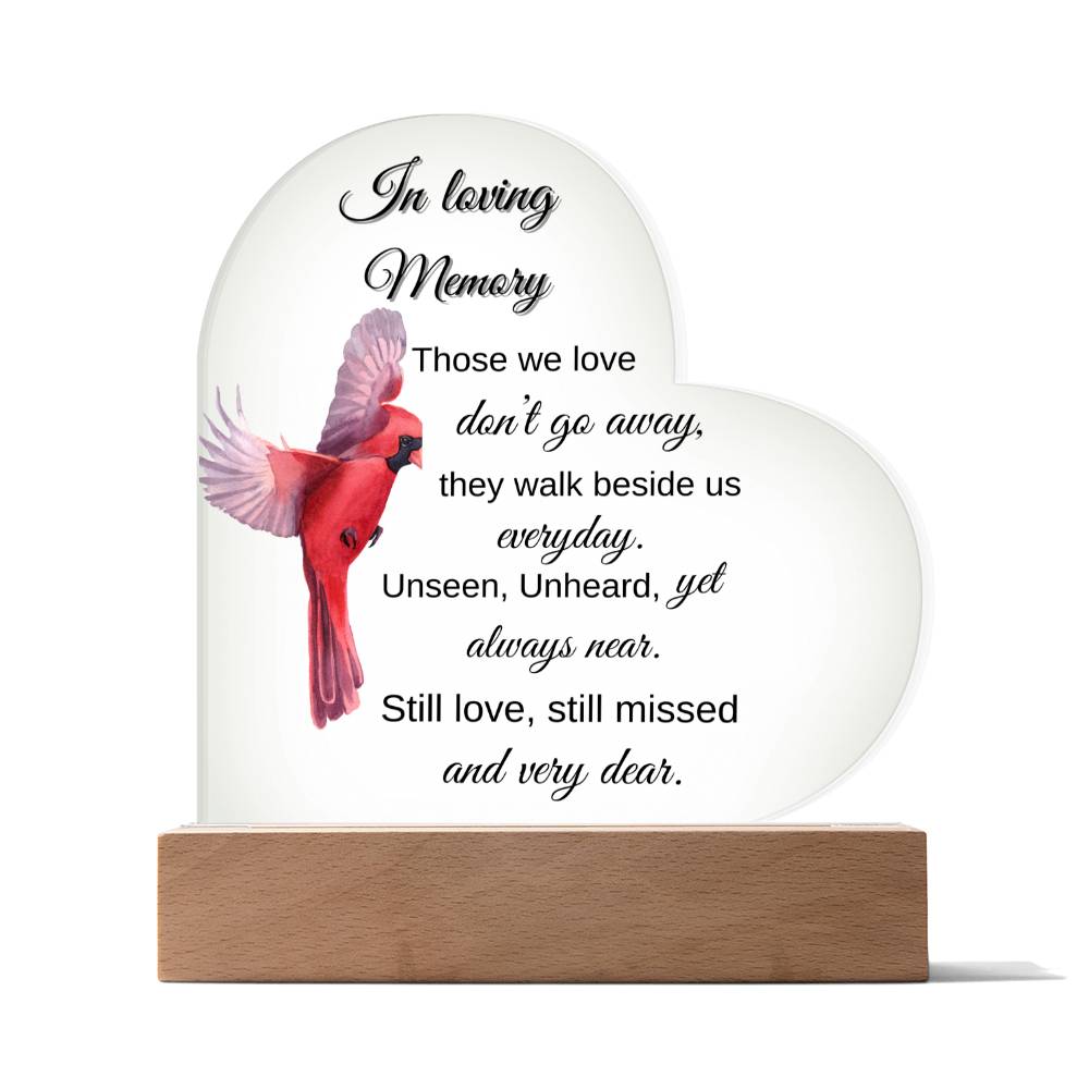 "In Loving Memory" Cardinal Acrylic Plaque