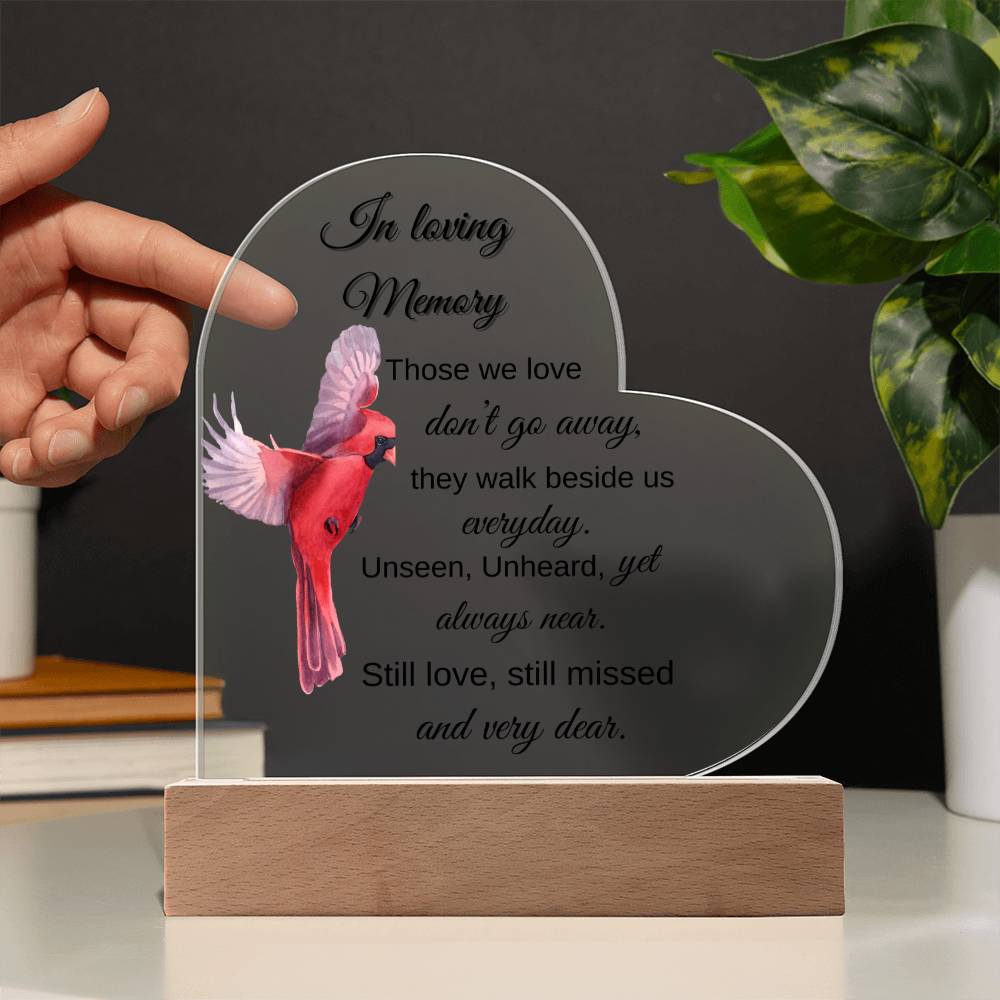 "In Loving Memory" Cardinal Acrylic Plaque