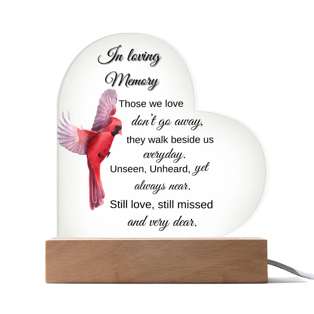 "In Loving Memory" Cardinal Acrylic Plaque