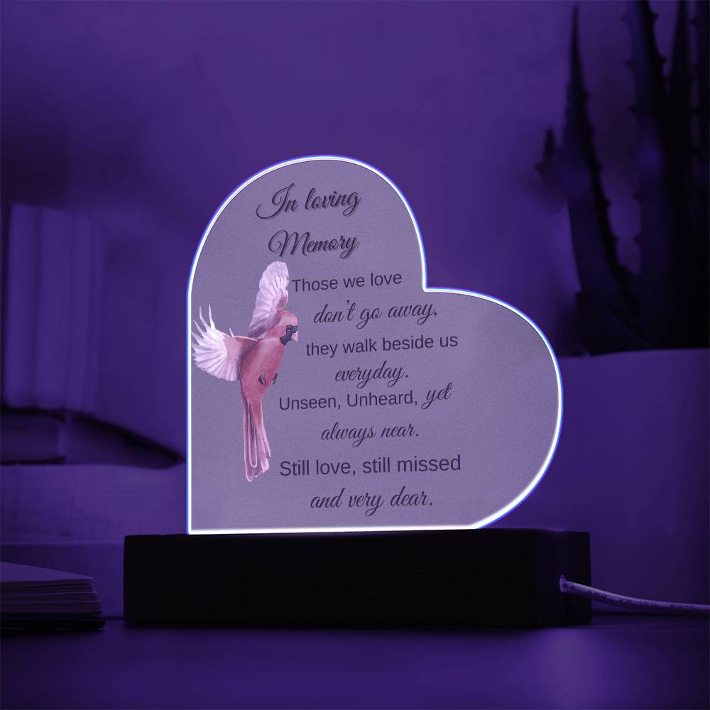 "In Loving Memory" Cardinal Acrylic Plaque