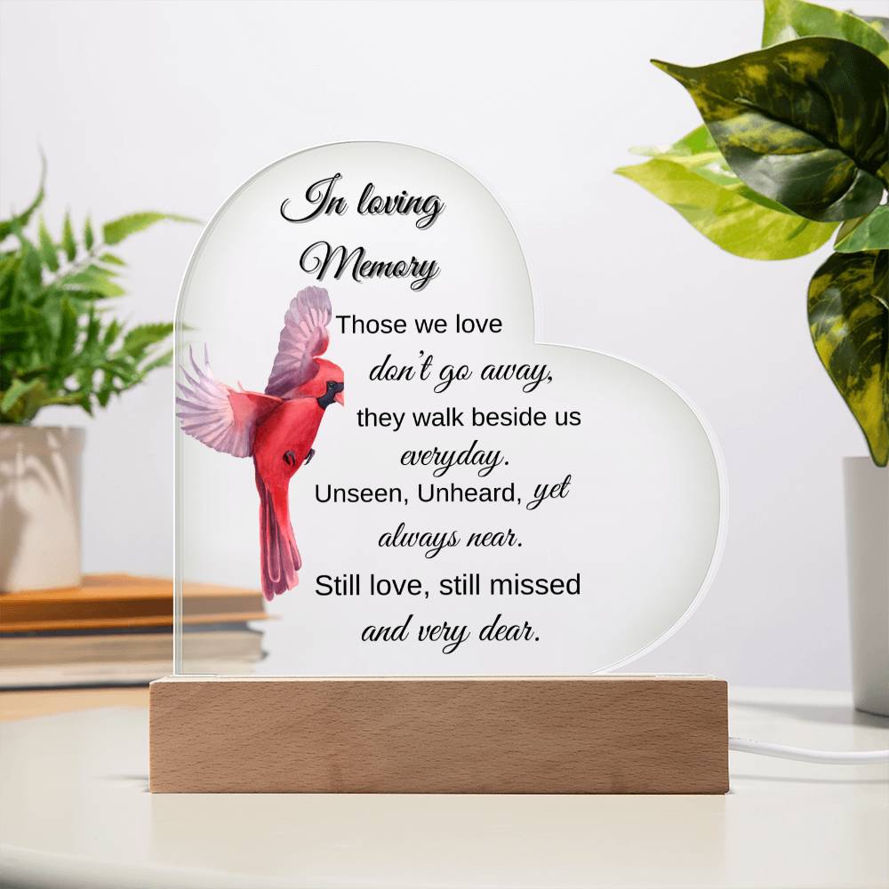 "In Loving Memory" Cardinal Acrylic Plaque