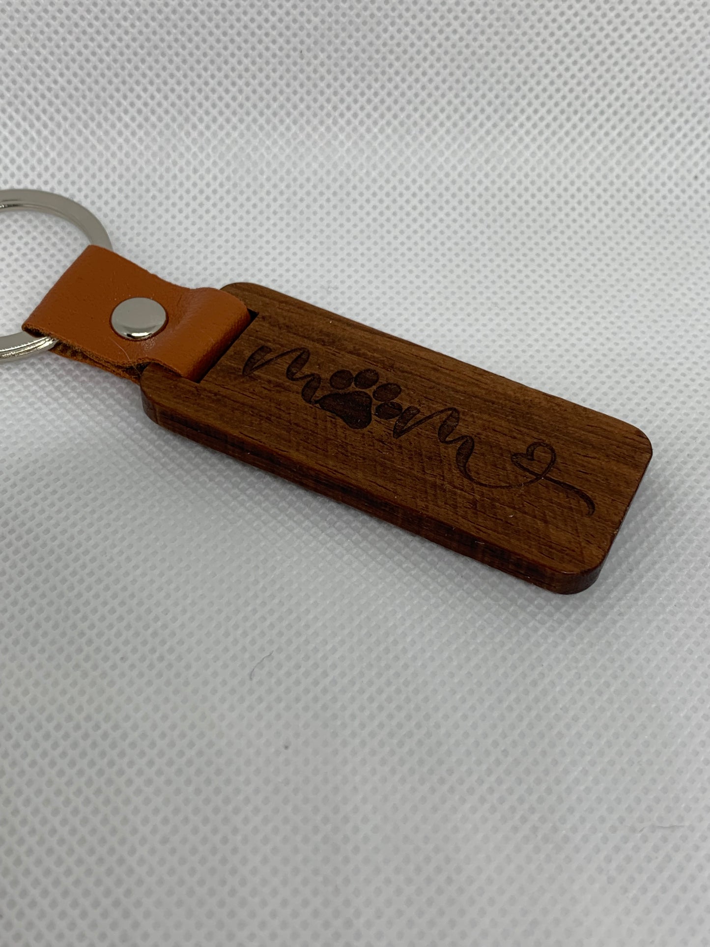 Dog Mom wooden Keychain