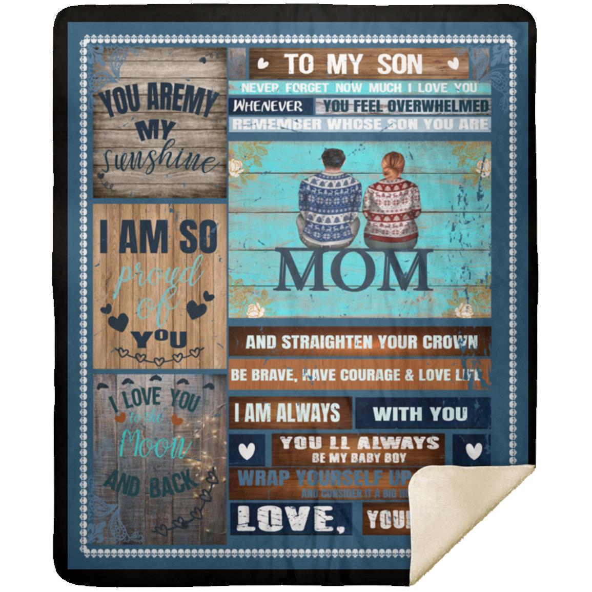 MomBlanket "To My Son"  Mink Sherpa Blanket 50x60