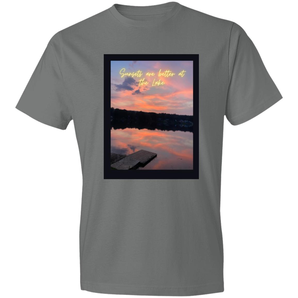 sunsets are better at the lake (1) 980 Lightweight T-Shirt 4.5 oz