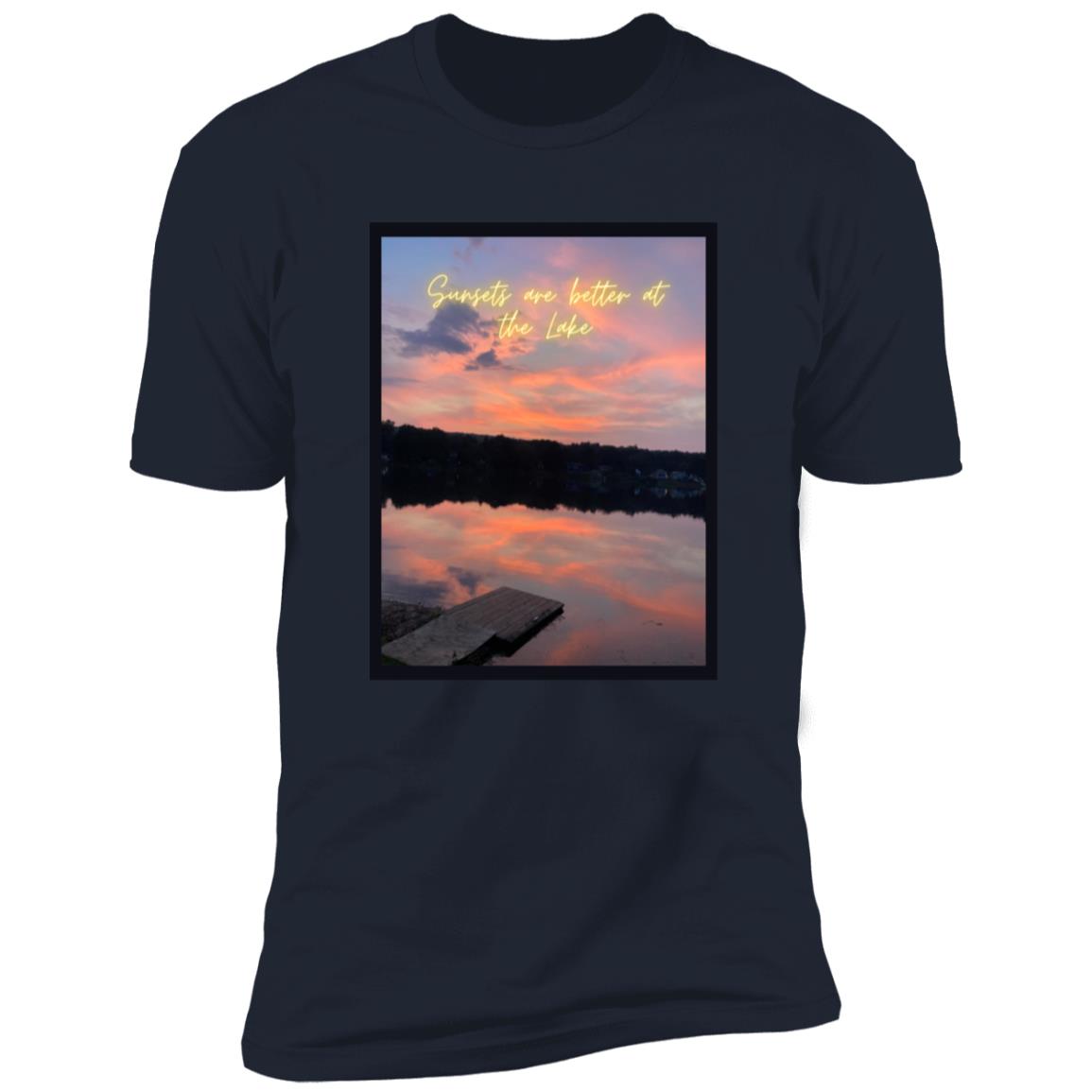 sunsets are better at the lake "Sunsets are better at the lake" Premium Short Sleeve T-Shirt