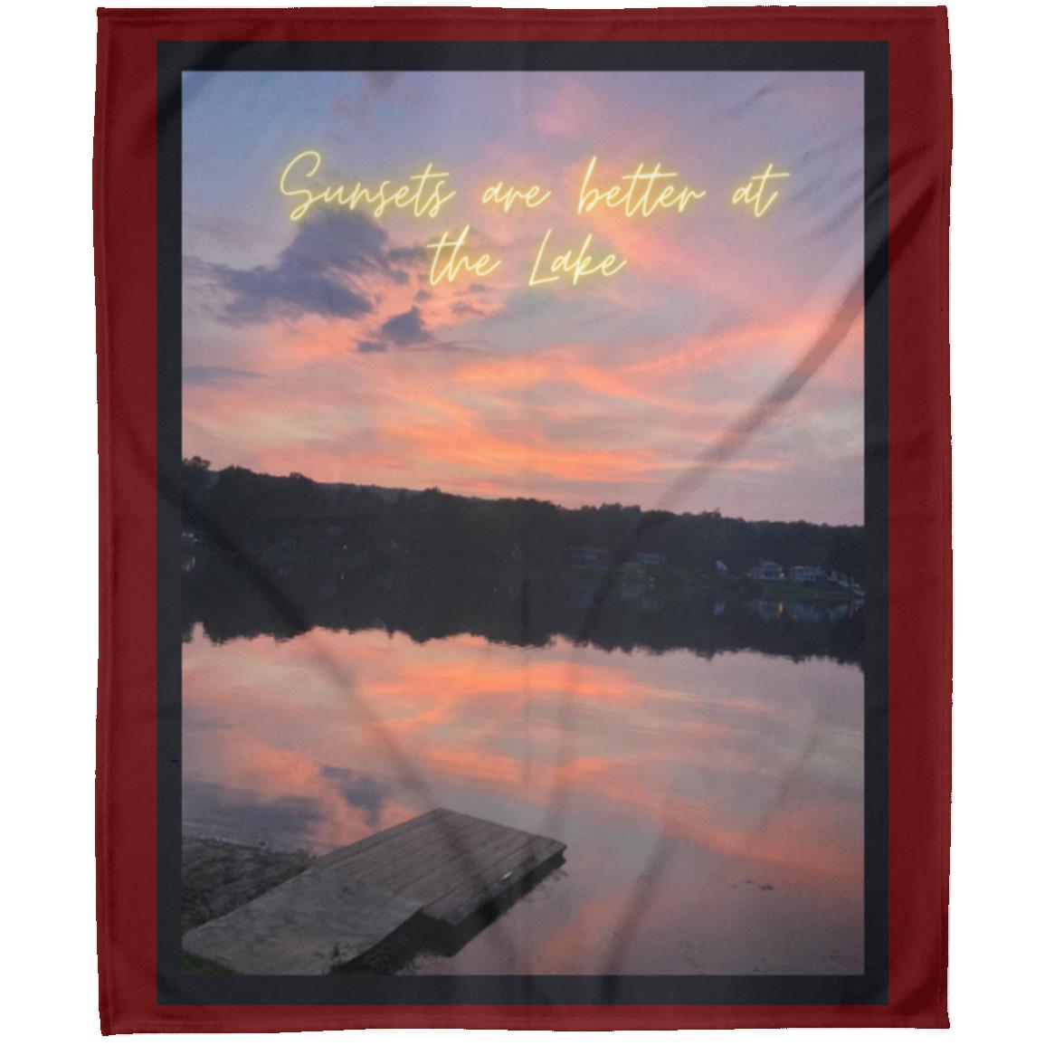 sunsets are better at the lake "Sunsets are better at the Lake" Arctic Fleece Blanket 50x60