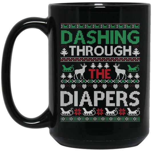 1 Dashng Through The Diapers 15oz Black Mug