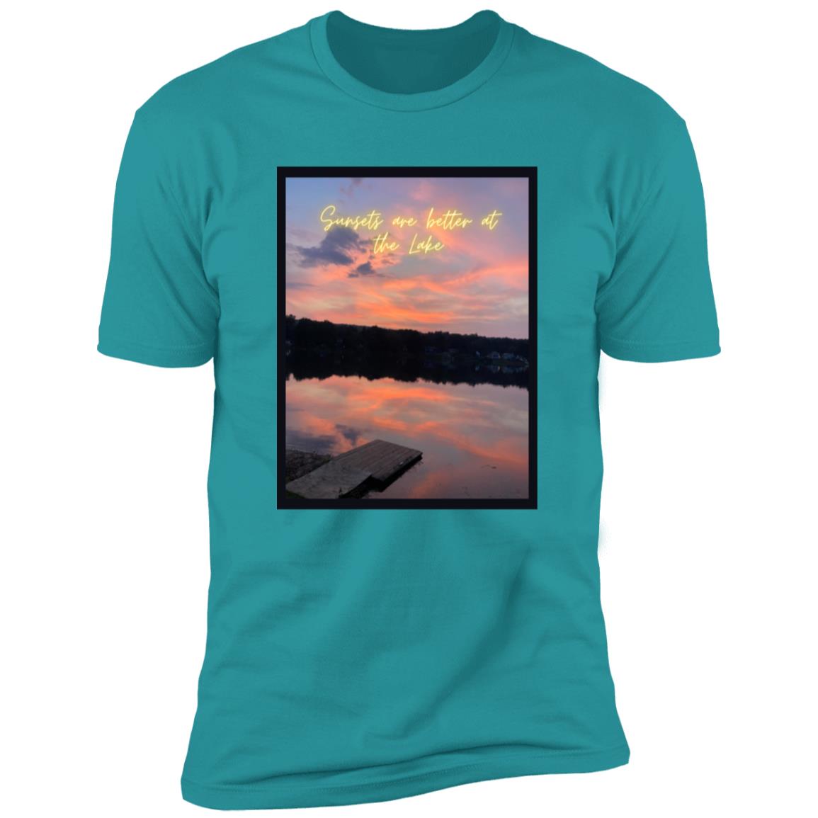 sunsets are better at the lake "Sunsets are better at the lake" Premium Short Sleeve T-Shirt
