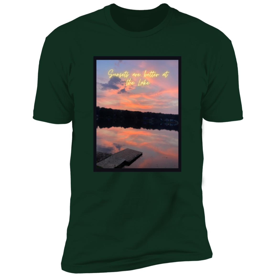 sunsets are better at the lake "Sunsets are better at the lake" Premium Short Sleeve T-Shirt