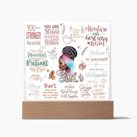 "God Says I am" Inspiration Acrylic Plaque